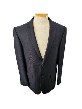 Y2K Vitarelli Black Wool Blazer Mens 40L Classic Italian Sport Coat Peak Lapel